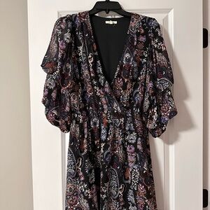 Maurices Pink and Purple Flutter Sleeve Sundress